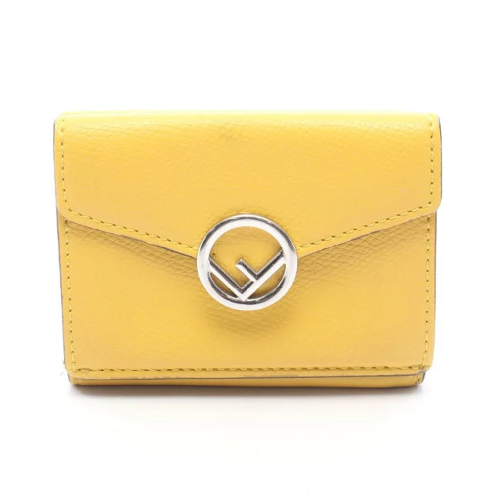 Fendi F Tri fold Wallet Leather Yellow